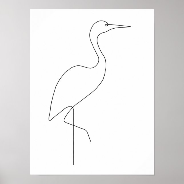 Egret Minimalistisch Bird Line Art Poster (Vorne)