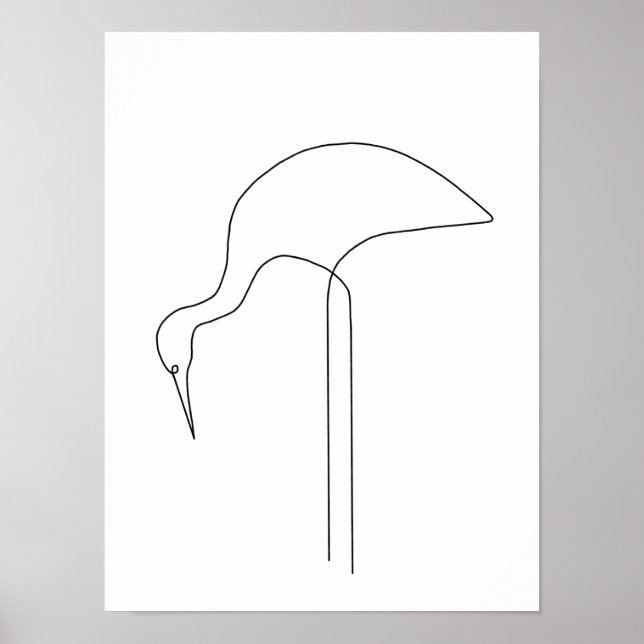 Egret Minimalistisch Bird Line Art Poster (Vorne)