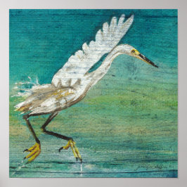 Egret Painted Art Print Poster