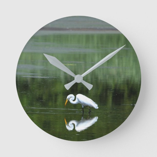 Egret Reflection Acrylwand Uhr (Vorderseite)