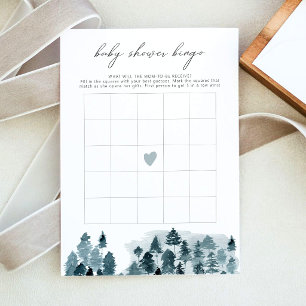 EGRET Rustic Winter Kiefern-Baby-Party-Bingo-Spiel Einladung