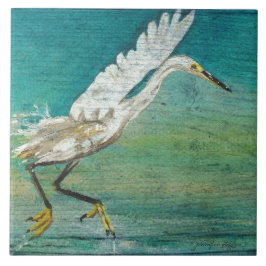 Egret Shorebird Beach House Art Fliese
