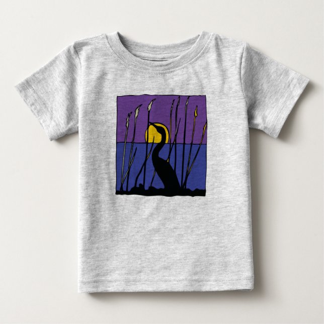 Egret Under Reeds Baby T-Shirt (Vorderseite)