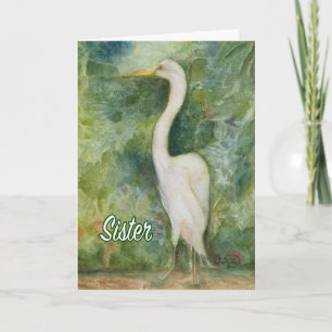 Egret white bird wilde Schwester Birthday Card Karte