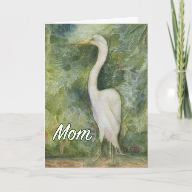 Egret white bird wilderness Mama Birthday Card Karte (Vorderseite)