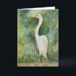 Egret white bird wilness Brother Birthday Card Karte<br><div class="desc">Bruderschaft Geburtstagskarte Egret wild lebenden weißen Vogel. Titel: "Stehend Proud" Aquarellmalerei eines Egret. Dieses Design inspirierte uns von einer unserer Ausflüge nach Costa Rica, die wir an Playa Los Suenos bleibe hatten, und entschied sich, um nie in der Herradura eine wunderschöne üppige Gegend zu erkunden, die für ihre Krokodile im...</div>