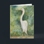 Egret white bird wilness Brother Birthday Card Karte<br><div class="desc">Bruderschaft Geburtstagskarte Egret wild lebenden weißen Vogel. Titel: "Stehend Proud" Aquarellmalerei eines Egret. Dieses Design inspirierte uns von einer unserer Ausflüge nach Costa Rica, die wir an Playa Los Suenos bleibe hatten, und entschied sich, um nie in der Herradura eine wunderschöne üppige Gegend zu erkunden, die für ihre Krokodile im...</div>