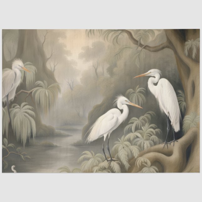 Egrets in der Wildnis Seidenpapier (Vorderseite)