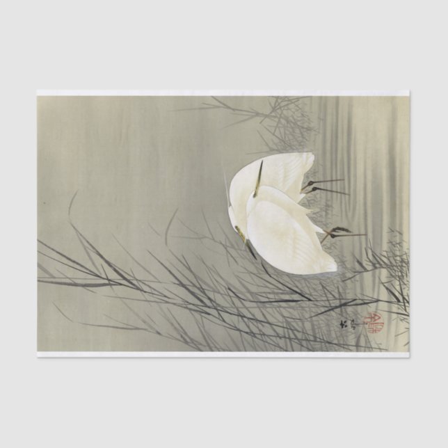 Egrets in Sumpf von Ohara Koson Seidenpapier (Vorderseite)