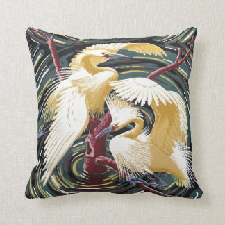 Egrets - Vintage Barktwäsche-Designrepro Kissen