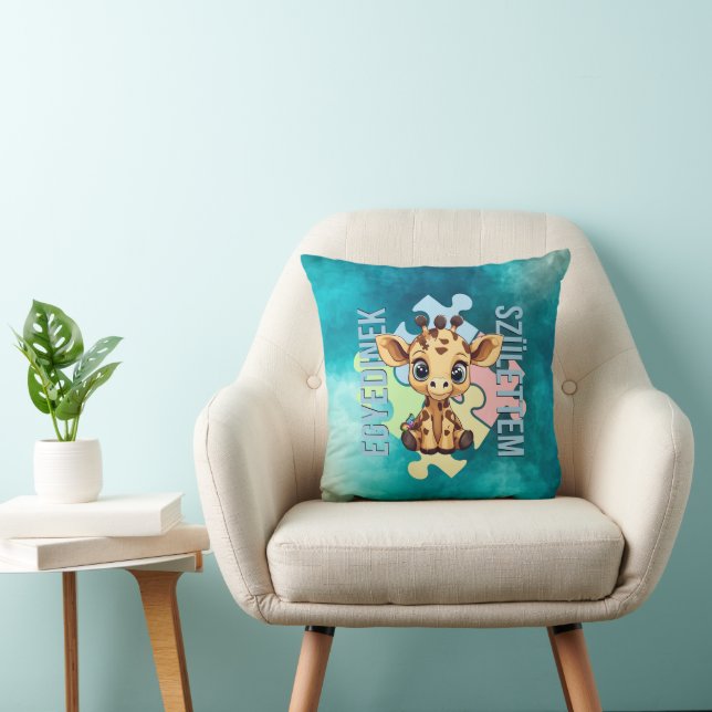 Egyedinek születtem – kedves zsiráfos design kissen (Stuhl )