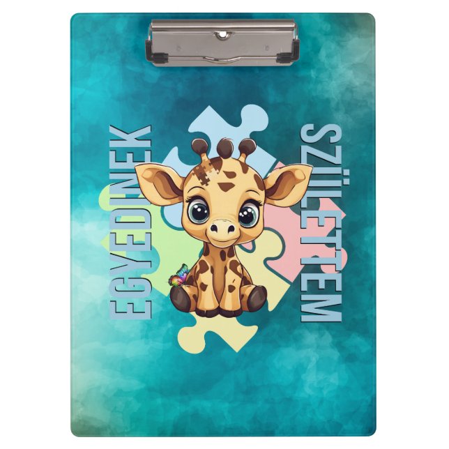 Egyedinek születtem – kedves zsiráfos design klemmbrett (Vorderseite)