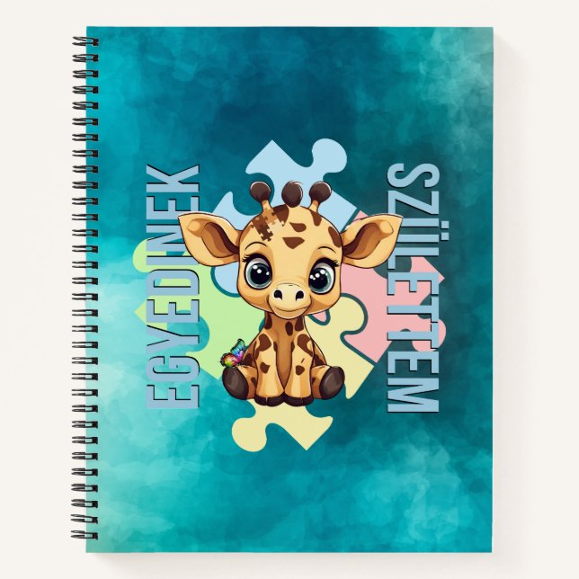 Egyedinek születtem – kedves zsiráfos design notizbuch (Vorderseite)