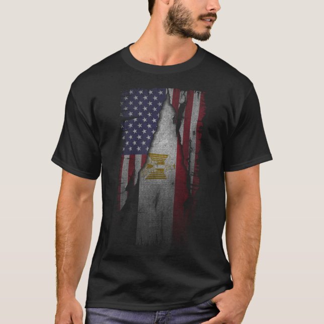 Egypt and USA Flag T-Shirt (Vorderseite)