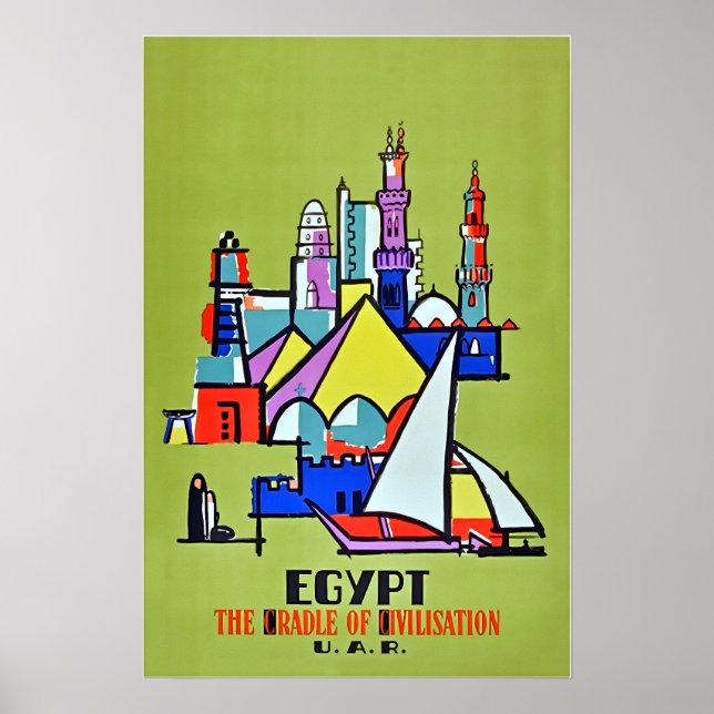 Egypt Art Travel Poster Egyptian Print (Vorne)