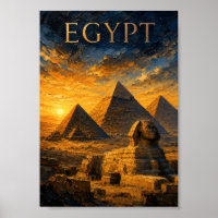 Egypt: Golden Sunset Pyramids Art Souvenir