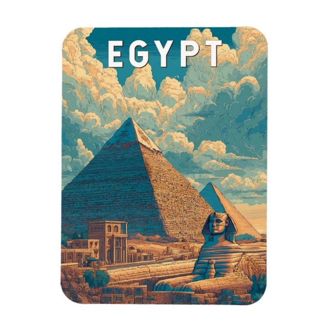 Egypt Illustration Travel Art Vintage Magnet (Vertikal)