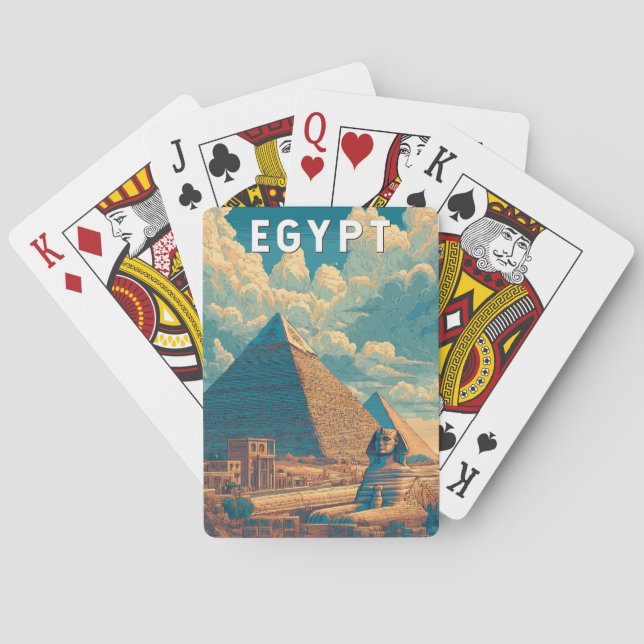 Egypt Illustration Travel Art Vintage Spielkarten (Rückseite)