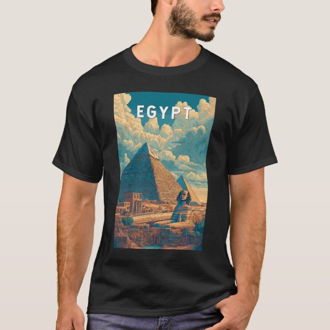 Egypt Illustration Travel Art Vintage T-Shirt (Vorderseite)