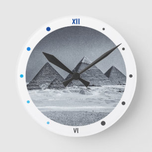 Egypt - Pyramids, Ancient Cairo (vintage clock) Runde Wanduhr