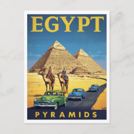 Egypt Pyramids Vintage Car Retro Postkarte