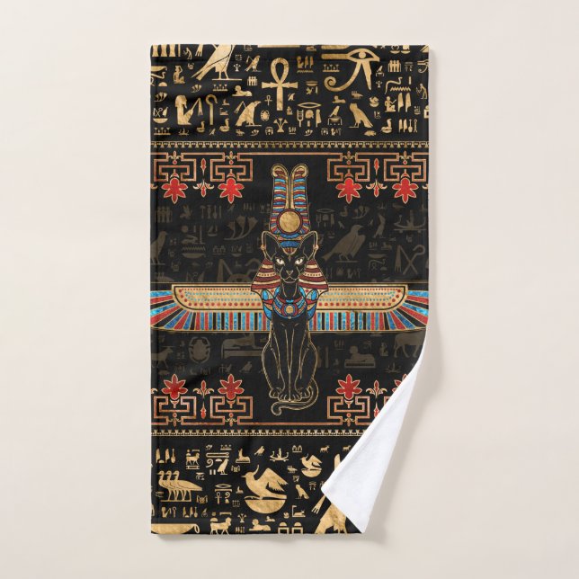 Egyptian Cat - Bastet Badhandtuch Set (Handtuch)