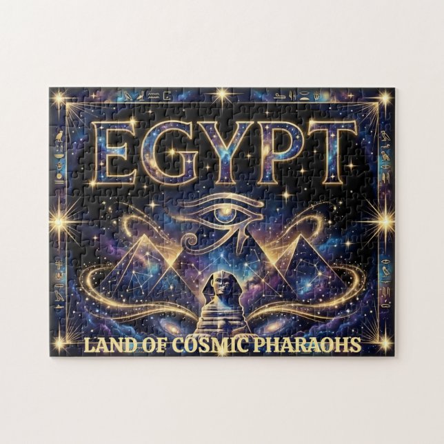 Egyptian Eye of Horus Cosmic Pyramid Art Puzzle (Horizontal)
