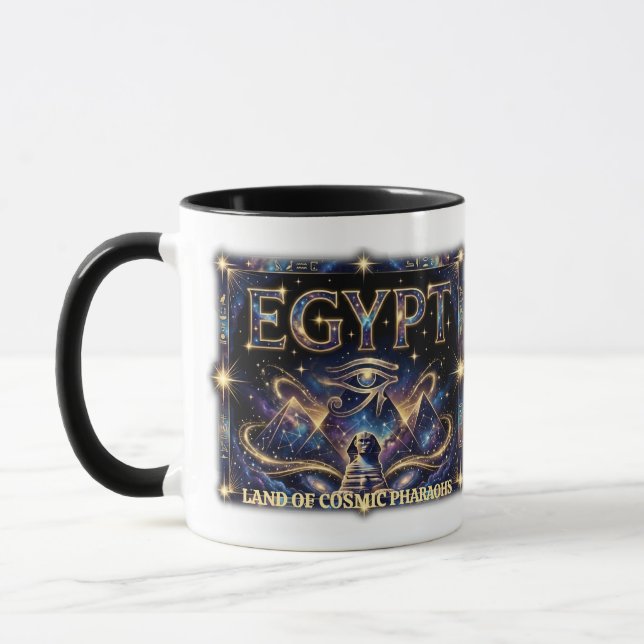 Egyptian Eye of Horus Cosmic Pyramid Art Tasse (Links)