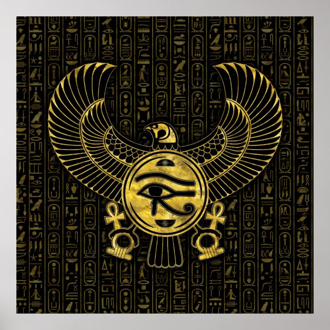 Egyptian Eye of Horus - Wadjet Gold and Black Poster (Vorne)