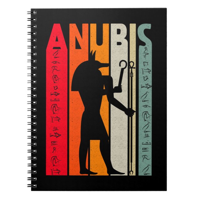 Egyptian God Anubis Retro Egypt Hieroglyphs Notizblock (Vorderseite)