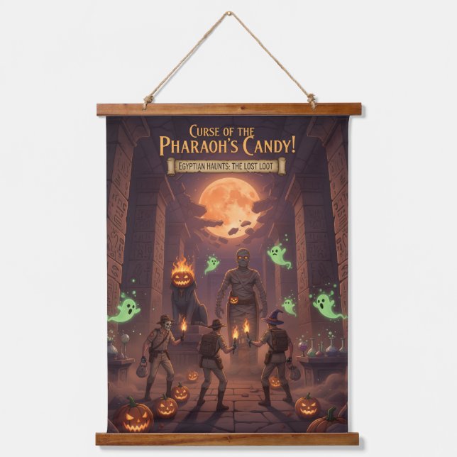 Egyptian Halloween tapestries Wandteppich Mit Holzrahmen (Vorderseite)