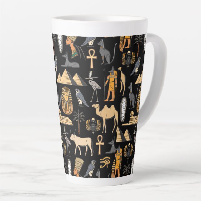  Egyptian Hieroglyphic Symbol Pattern Background   Milchtasse (Rechte Ecke)