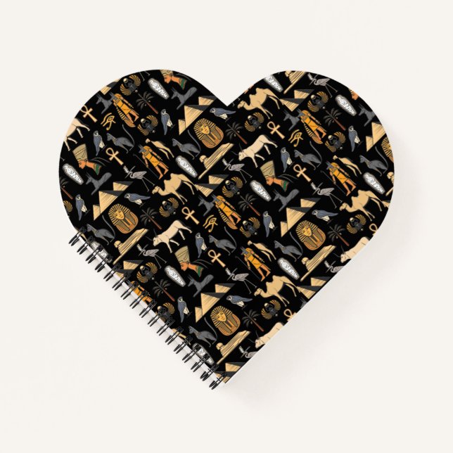  Egyptian Hieroglyphic Symbol Pattern Background   Notizbuch (Vorderseite)