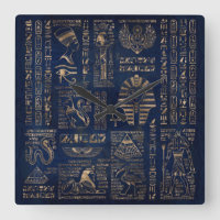 Egyptian hieroglyphs and deities-gold on marble