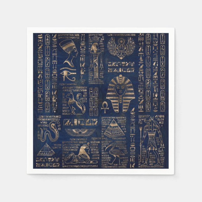 Egyptian hieroglyphs and deities-gold on marble serviette (Vorderseite)
