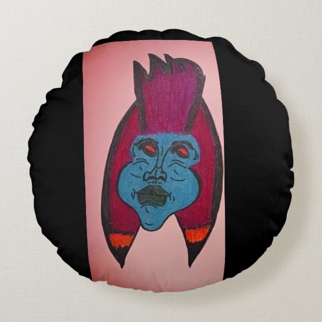 Egyptian Inspired Horror Theme Mummy Round Pillow Rundes Kissen (Vorderseite)