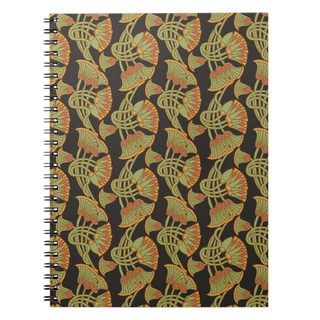 Egyptian Lotus and Papyrus, Black Spiral Notebook Notizblock (Vorderseite)