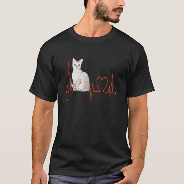 Egyptian Ma My Heartbeat EKG Cat Mom Cat Dad Cat T-Shirt (Vorderseite)
