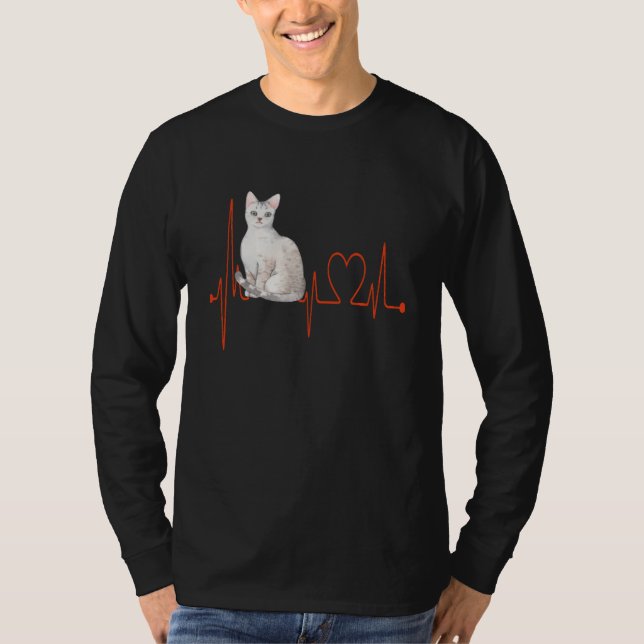 Egyptian Ma My Heartbeat EKG Cat Mom Cat Dad Cat T-Shirt (Vorderseite)