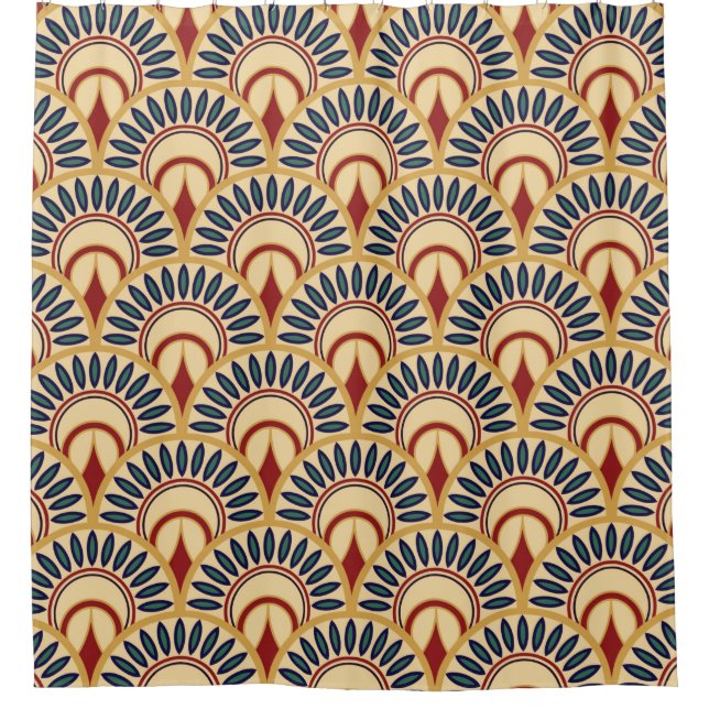 Egyptian Motif Fish Scales Seamless Pattern Duschvorhang (Vorderseite)