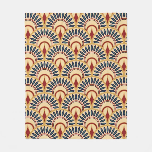 Egyptian Motif Fish Scales Seamless Pattern Fleecedecke (Vorderseite)