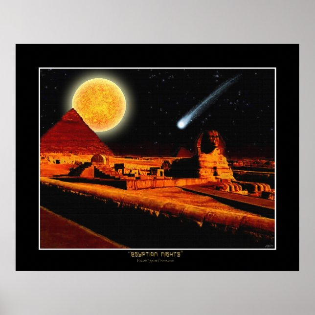 "EGYPTIAN NIGHTS" Sphinx Fantasy Art Poster (Vorne)