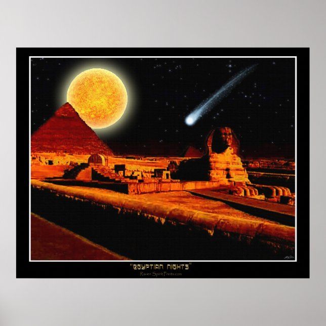"EGYPTIAN NIGHTS" Sphinx Fantasy Art Poster (Vorne)