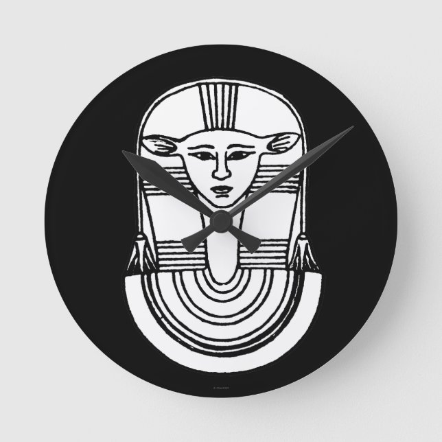 Egyptian Symbol: Hathor Runde Wanduhr (Vorderseite)