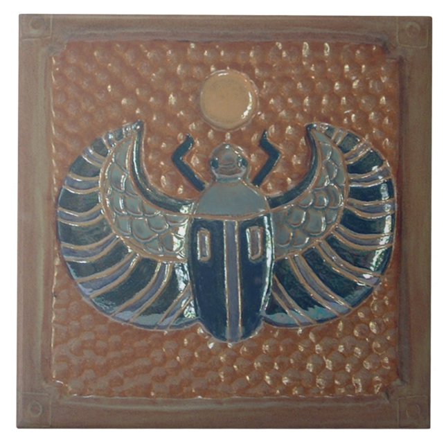 Egyptian Winged Scarab Tile Fliese (Vorderseite)