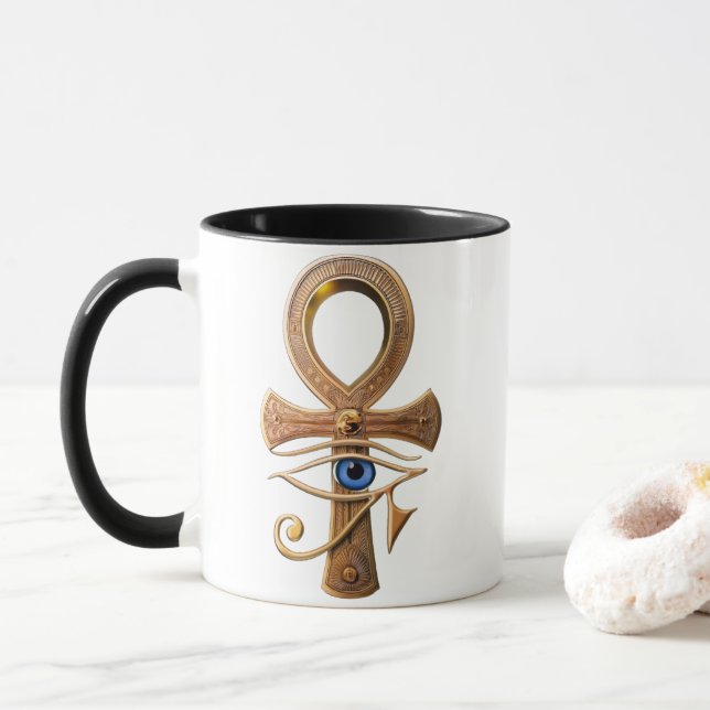 egyption pharaoh art coffee mug tasse (Mit Donut)