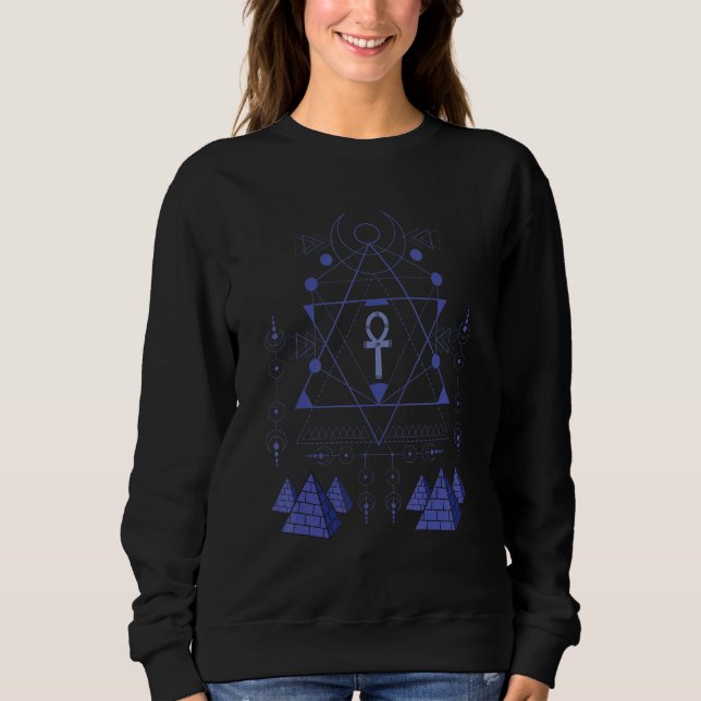 Egyptology Ankh and Pyramids Symbol Kemetic Egypti Sweatshirt (Vorderseite)