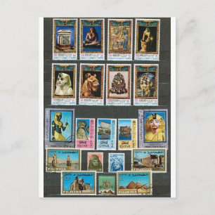 Egyptology on stamps postkarte