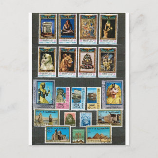 Egyptology on stamps postkarte