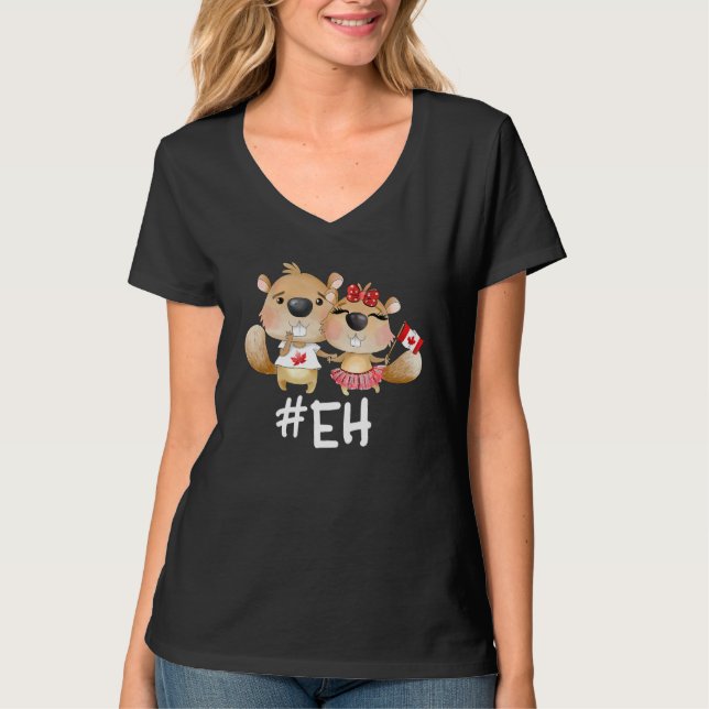 Eh Cute Beaver Happy Canada Day Maple Leaf For Kid T-Shirt (Vorderseite)